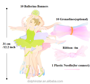 Banderas de papel con tema de bailarina, carteles, guirnalda para niños, niñas, un fondo de fiesta de cumpleaños, suministros de decoración de pared de habitación - Product Image 6