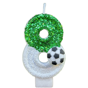 Fun Glitter Soccer Birthday Candles <b>Paraffin</b> Wax Cupcake Cake Topper with Numbers for Cake Decorations - Product Image 6