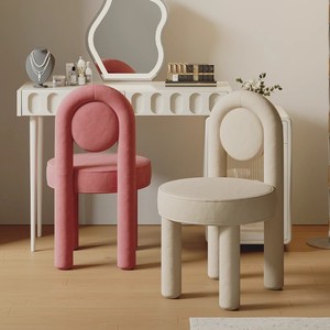 <span class=keywords><strong>Chaise</strong></span> de salle à manger et tabouret de coiffeuse portables en velours moderne, style <span class=keywords><strong>Macaron</strong></span> Luxe Léger Crème, pour chambre de filles, villa, vestiaire et maquillage - Product Image 2