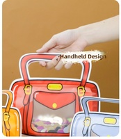 Pochette en plastique personnalisée en forme de sac à main mignon avec fermeture éclair, fenêtre transparente, réutilisable pour emballer des collations et des bonbons