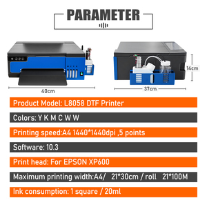 Impresora DTF de Escritorio para Transferencia de Calor XP600 L8058, Impresora DTF Personalizada para Camisetas con Suministros de Impresión - Product Image 2