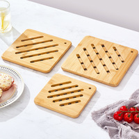 Tapis isolant en bambou pour la maison, dessous de plat carré anti-brûlure, support creux pour tasses, cuisine, résistant aux hautes températures, pour la salle à manger