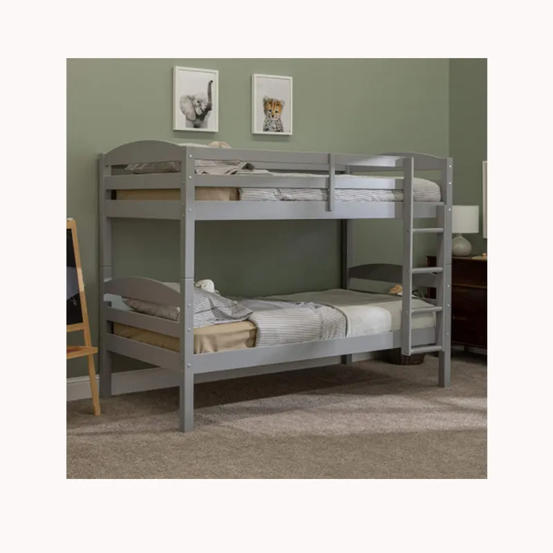 ห้องนอนที่ทันสมัยเรียบง่ายพร้อมเตียงสองชั้นเตียงไม้สองชั้น