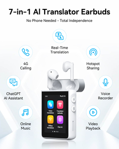 Wooask 4G+WiFi Earbuds with Screen,Instant 144 Languages & 16 Offline Translation, Chat , <b>Music</b> - Product Image 2