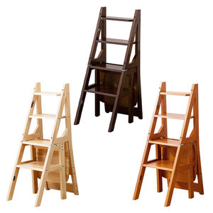 Chaise pliante escabeau en bois de pin, design multifonctionnel 2 en 1 pour l'intérieur, la salle de classe et la salle à manger. - Product Image 6