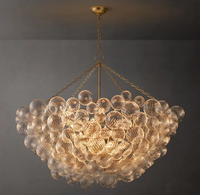 Lustre rond en verre moderne de luxe américain avec des sphères en verre ondulé soufflé à la bouche pour la décoration de la maison, salon, salle à manger