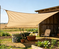 Voile d'ombrage triangulaire double superposée avec cordes à anneaux en D, auvent respirant anti-UV pour terrasse extérieure