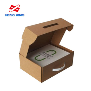 HENGXING Custom <strong>Cardboard</strong> Gift <strong>Suitcase</strong> Box UV Coating Printed with Plastic Handle Sponge Lined Corrugated Board Paper - Product Image 5