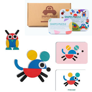 FiveStar <span class=keywords><strong>maternelle</strong></span> bricolage boîte-cadeau créative Montessori 3D en bois éducatif Puzzle <span class=keywords><strong>jeu</strong></span> enfants <span class=keywords><strong>formes</strong></span> <span class=keywords><strong>géométriques</strong></span> Puzzle jouet - Product Image 3