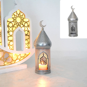 Décoration de bureau Ramadan Sliver, bougeoir creux à vent, cadeaux de <span class=keywords><strong>famille</strong></span>, lanterne Ramadan, bougeoirs décoratifs - Product Image 6