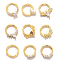 Gaby New 925 Sterling Silver Septum Clicker Nose Rings Hoop Nose Ring Cartilage Earrings Trendy Piercing Weddings Engagements
