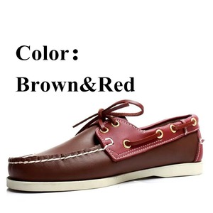 Chaussures bateau unisexes vintage à lacets, mocassins respirants en cuir véritable, chaussures de pont décontractées pour hommes et femmes - Product Image 4