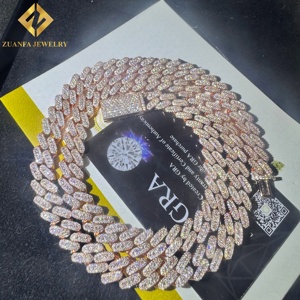 Hot Selling Prong-Set Micro Pave cuban link <b>chain</b> rose gold 10mm wide Full <b>Iced</b> <b>Out</b> moissanite cuban link <b>chain</b> gra certified - Product Image 2