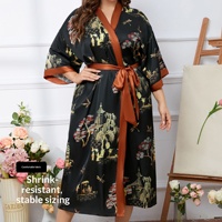 Camisón de Seda de Hielo Ligero y Lujoso para Mujer, Talla Grande 90 kg, Nuevo, Cuello en V, Ropa de Dormir, Bata, Ropa para el Hogar 2669