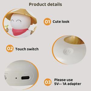 Cute Scarecrow Night <b>Light</b> With <b>Touch</b> Sensor USB Rechargeable 3 Levels Dimmable <b>LED</b> Sleeping Lamp for Children Bedroom Decor - Product Image 3