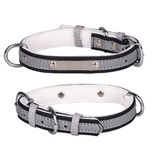 <span class=keywords><strong>Collar</strong></span> reflectante duradero y elegante para mascotas para perros pequeños y medianos, forro suave de estilo clásico, placa de nombre de acero inoxidable hecha de poliéster - Product Image 1