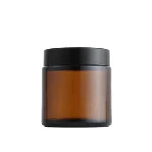 High-end Empty Skin Care Cream Glass Jars Packaging Amber Glass Cream Jars 4 Oz