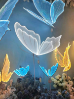 Lumière LED papillon 60 cm AC IP65 pour décoration de scène de mariage, toile de fond florale, ornement d'aile de papillon en tissu illuminé pour fête
