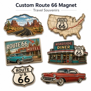 Souvenirs Route 66 personnalisés : Porte-clés, épingles de revers, badges, aimants de réfrigérateur en alliage de zinc avec cartes de support et logo pour les boutiques touristiques - Product Image 4