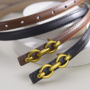 Cinturón de cintura de moda de cuero genuino de estilo coreano para mujer con patrón geométrico de aleación fina del mundo <span class=keywords><strong>dorado</strong></span> - Product Image 2