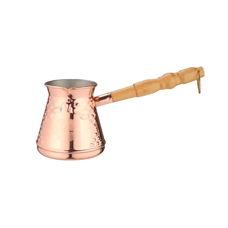 Hot sale Turkish copper color stainless steel milk Coffee coffee cup pot Warmer pot set with Wooden Handle