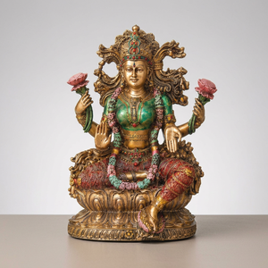 Goddess Lakshmi Maa Antique Murti 10 Inch Hindu Religious Idol Decorative Statue Pooja Home Temple Decor Spiritual Gift - Product Image 1