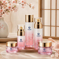 Ensemble d'emballages cosmétiques en verre de qualité supérieure avec flacons pompe rhomboïdes et pots à crème 120ml 80ml 40ml 50g 30g pour les soins de la peau