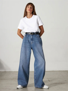 Frauen übergroße T-Shirts Basic Solid Cotton Strick oberteile Casual Streetwear Koreanische T-Shirts XS-XXL Plain Dyed Guccing T-Shirt - Product Image 2