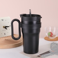 Mug de voyage isotherme en acier inoxydable 304, 750 ml, à double paroi avec poignée, pour café, isolation thermique 6-12 heures, idéal pour le bureau