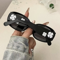 时尚女式 3D 山茶花太阳镜 UV400 防紫外线时尚眼镜 时尚街头眼镜 Gafas De Sol De Camelia