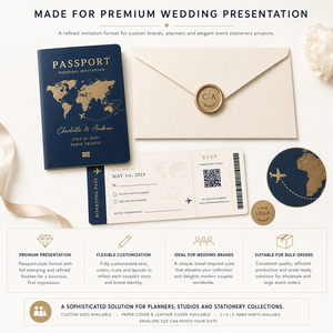 Set di Inviti Matrimoniali Personalizzati SHINY DIY con Design Pass di Imbarco e Passaporto, Inviti Nuziali Pieghevoli - Product Image 2