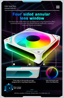 Ventilateur RGB Lovingcool Nouveau Style 3 Miroirs pour Boîtier PC Gaming, Refroidisseur ARGB SYNC Silencieux 12V avec Logo Personnalisé et Couleurs Vives