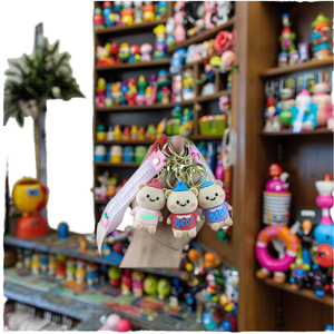 10*5*3cm Cute Sitting Bear Silicone Keychain,Color Animal Doll Bag Charm Ins Hanging <b>Ornament</b> for Backpack Car <b>Couple</b> Gift - Product Image 1