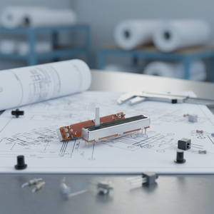 Potenciómetro deslizante lineal de 10K Ohmios y 45mm de recorrido con posicionamiento central, simple/doble, <span class=keywords><strong>para</strong></span> mezclador de sonido de juguete - Product Image 5