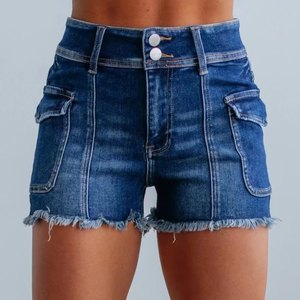 Nouveaux shorts en jean pour femmes 2026, coupe skinny, avec franges, sexy, extensibles, avec poches latérales - Product Image 1