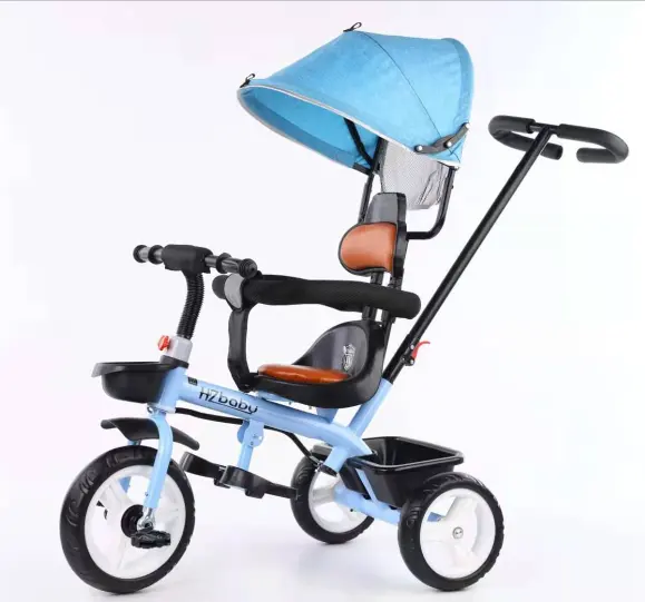 Triciclo de alta calidad para bebés y niños, con mango de empuje y sombrilla