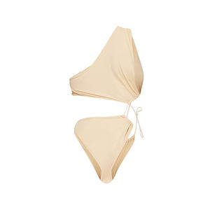 <b>Beach</b> 2024 Designer Custom Logo Solid Color One Piece Swimwear Solid Color One Piece Bikini Set Women Hollow Swimsuit - Product Image 2