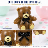 Bougies d'anniversaire ours en peluche faites à la main, marron et blanc, avec nœud papillon, pour décoration de gâteau, inodores, sans fumée, sans gouttes, fournitures de fête