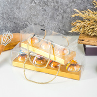 Emballage de récipient à cupcake transparent personnalisé Boîte en plastique pour muffins à dessert avec poignée en corde