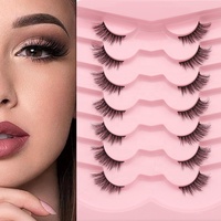 Oeil de chat de style américain avec faux cils demi-coupés Queue allongée avec demi-yeux Incliné Mouche naturellement épaisse Faux cils