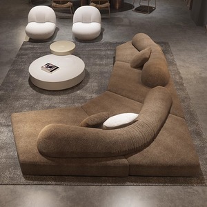 أريكة إيطالية جديدة لعام 2025 بتصميم فاخر بسيط مغطاة بالفلانيل مع إسفنج عالي الكثافة بمقعد واحد على شكل حرف S لغرفة المعيشة العصرية - Product Image 5