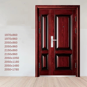 Stile moderno 7cm porta di sicurezza in acciaio grano di legno ingresso rosso porta dell'ufficio per interni per il noleggio appartamento uso porta singola - Product Image 3