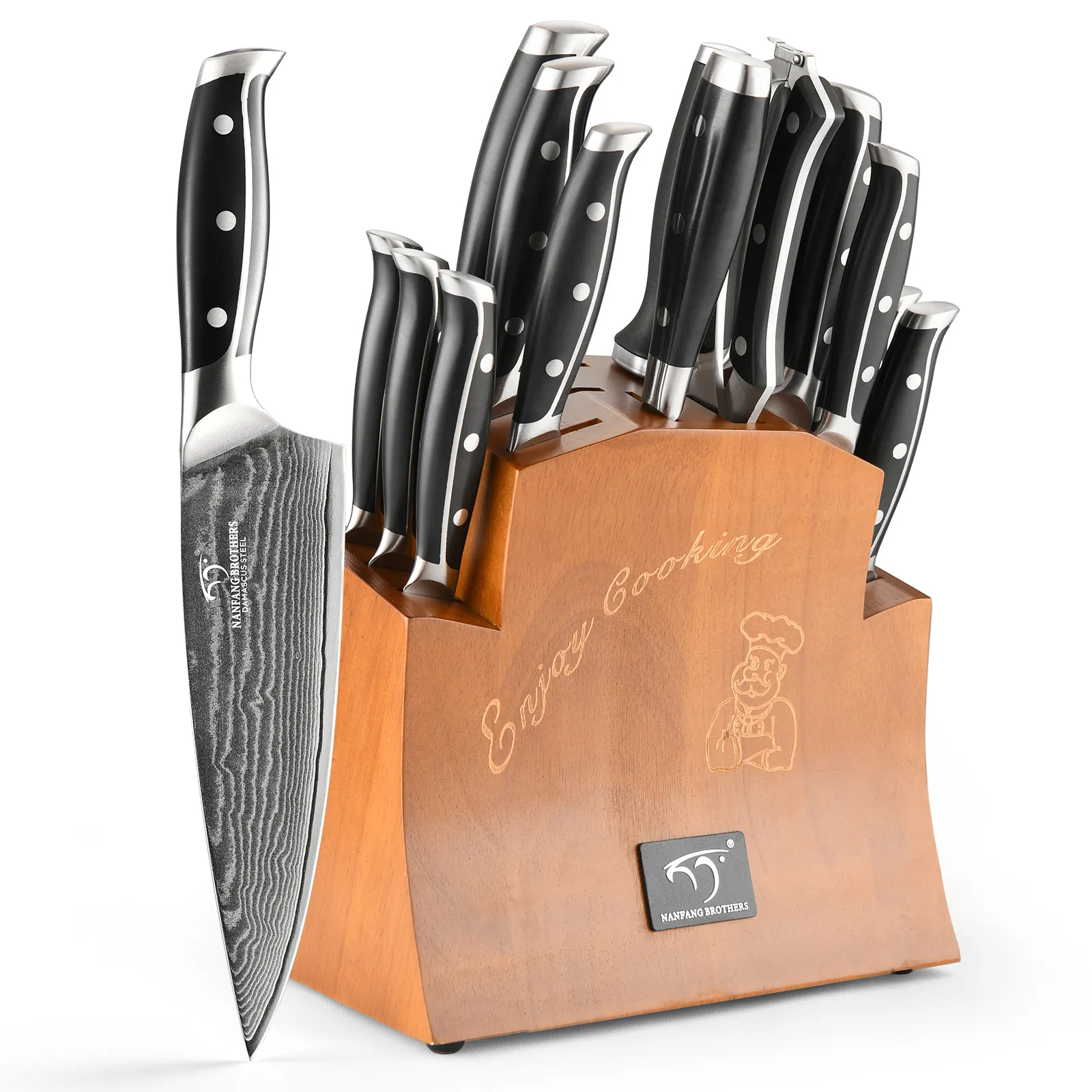 High Quality 16 Pieces Damascus Steel Kitchen Chef Knife Set with Wood Block