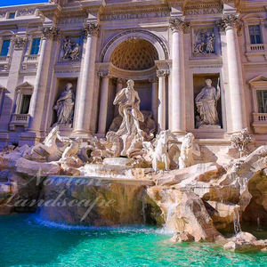 Fuente de <span class=keywords><strong>Trevi</strong></span> de mármol blanco grande personalizada diseño de estatua de piedra redonda moderna para jardín al aire libre técnica tallada a mano villas hoteles - Product Image 4