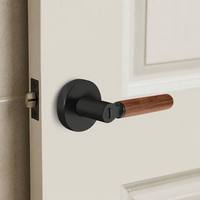 En gros, Serrure de porte à levier en alliage de zinc avec poignée en noyer, magnétique silencieuse, corps divisé, pour intérieur, chambre, salle de bain, maison, hôtel
