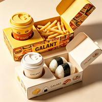 Boîte Combo Personnalisée Café et Biscuits avec Couvercle, Plateau Jetable pour Café à Emporter, Plateau Repas Prêt-à-Emporter, Ensemble Petit-Déjeuner avec Porte-Gobelet