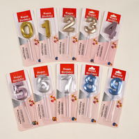Bougies d'anniversaire numérotées en or 0-9, paquet individuel, bougies décoratives métalliques pour gâteau, pour enfants et adultes, décoration de fête d'anniversaire, vente en gros