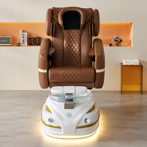 Sillón de Pedicura Spa de Diseño Moderno y Relajante en Color Marrón Dorado con Luz LED de 7 Colores, el Más Vendido para Salones de Belleza - Product Image 3