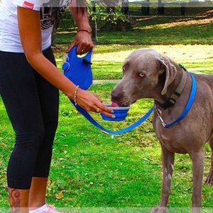 Laisse pour chien rétractable multifonctionnelle 3-en-1 classique et durable en nylon, avec distributeur de sacs à déjections et bouteille d'eau – Vente en gros, écologique - Product Image 3