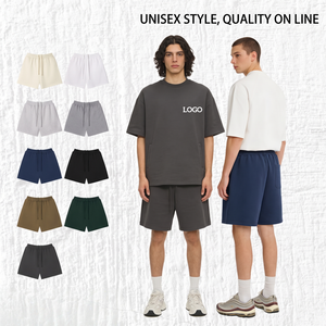 Custom Heavyweight Men Shorts Solid Color Drawstring Waist Pocket Design Breathable Knitted Men's Streetwear Short Pants 7732 - Product Image 1